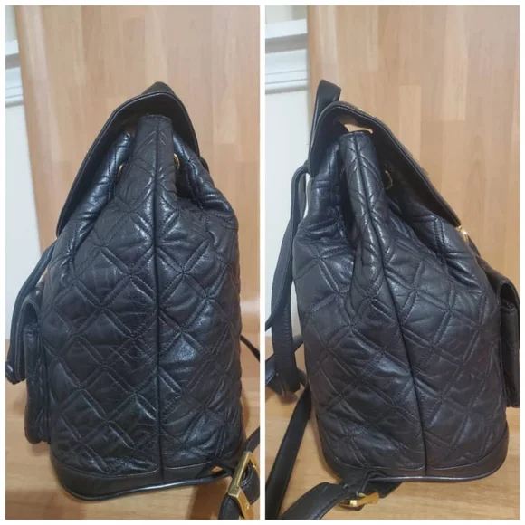 Authentic MCM Black Quilted Leather Stark Gold Embellished Backpack Authentic MCM Black Quilted Leather Stark Gold Embellished  main image 2